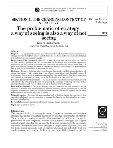 Hierarchy of strategy