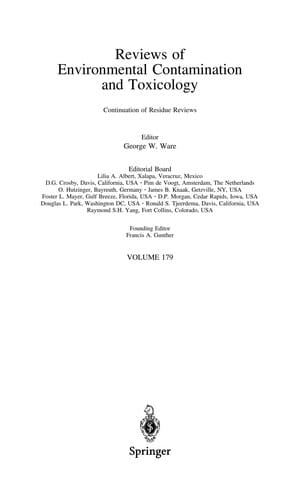 Reviews of environmental contamination and toxicology