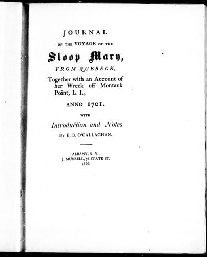 Journal of the voyage of the sloop Mary from Quebeck