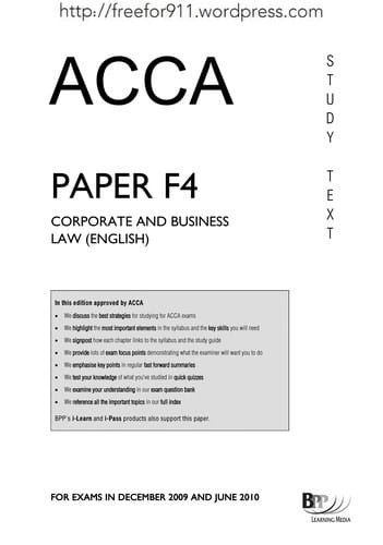 ACCA, for exams in December 2009 and June 2010