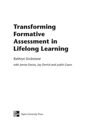 Transforming formative assessment in lifelong learning