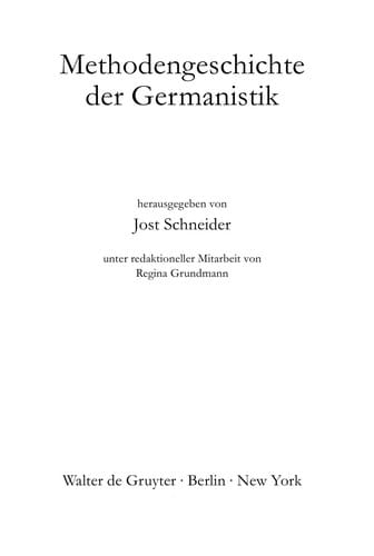 Methodengeschichte der Germanistik