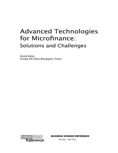 Advanced technologies for microfinance