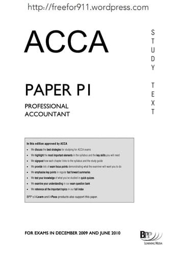 ACCA, for the exams in December 2009 and June 2010
