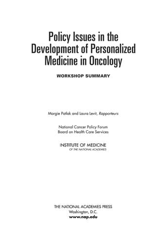 Policy issues in the development of personalized medicine in oncology