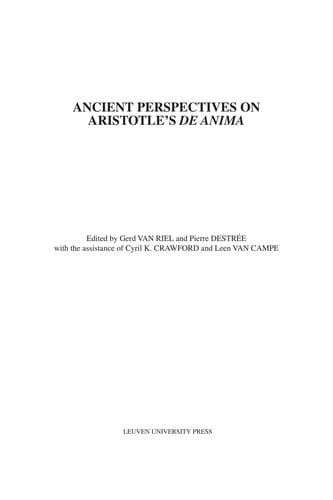 Ancient perspectives on Aristotle's De anima