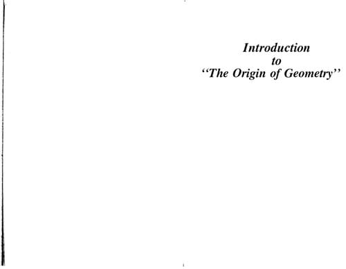 Edmund Husserl's Origin of geometry