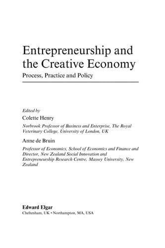Entrepreneurship and the creative economy