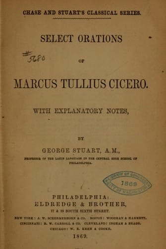 Select orations of Marcus Tullius Cicero