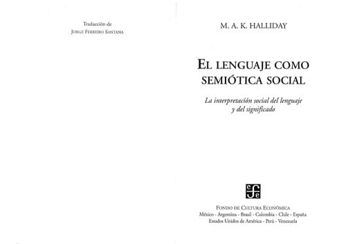 El Lenguaje Como Semiotica Social