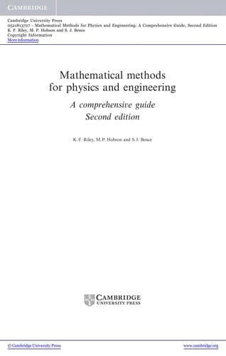 MATHEMATICAL METHODS FOR PHYSICS AND ENGINEERING: A COMPREHENSIVE GUIDE