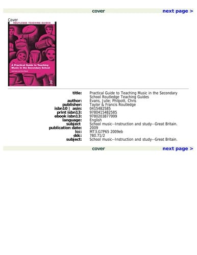 A practical guide to teaching music in the secondary school