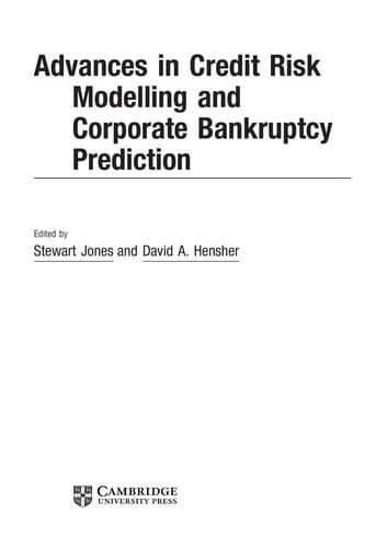 Advances in credit risk modelling and corporate bankruptcy prediction