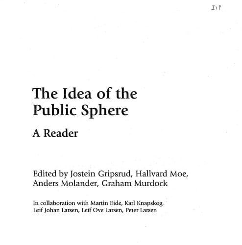 The idea of the public sphere