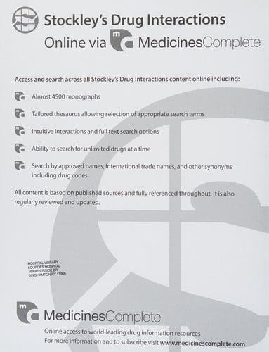Stockley's drug interactions: a source book of interactions, their mechanisms, clinical importance, and management