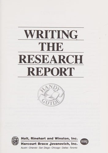 Writing the Research Report (Handy Guide)