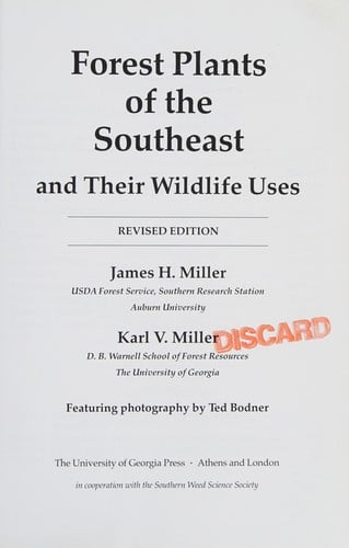 Forest Plants Of The Southeast And Their Wildlife Uses