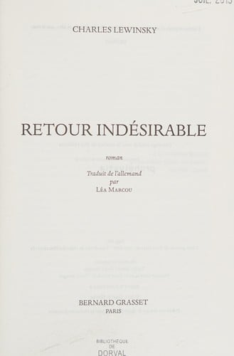 Retour indésirable: roman