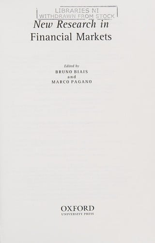 New research in financial markets