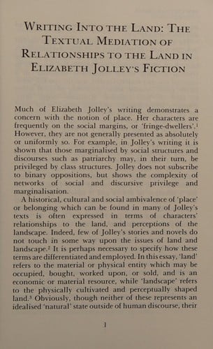 Elizabeth Jolley: new critical essays