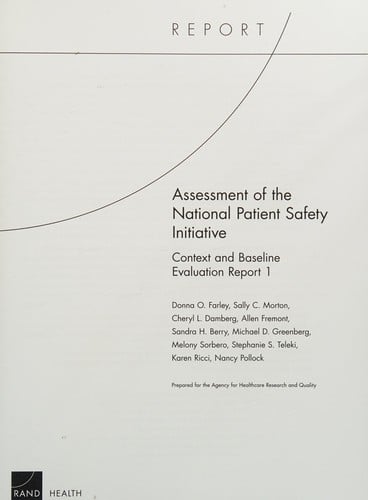 Assessment of the national patient safety initiative: context and baseline : evaluation report 1
