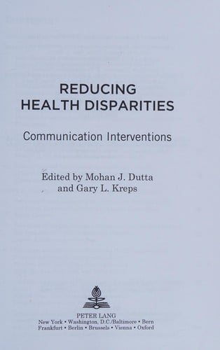 Reducing Health Disparities: Communication Interventions