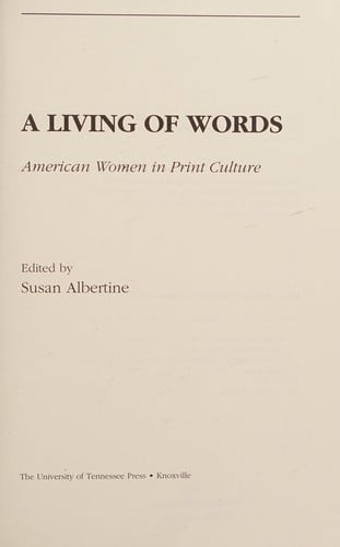A living of words: American women in print culture