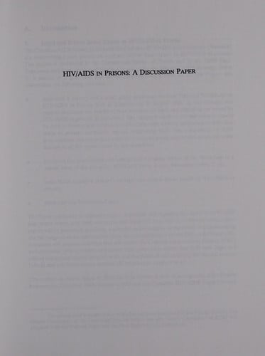 HIV/AIDS in prisons: a discussion paper