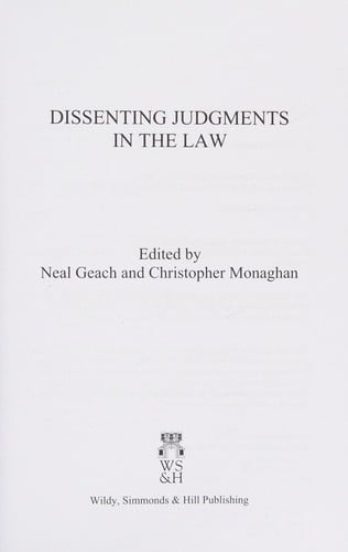 Dissenting judgments in the law