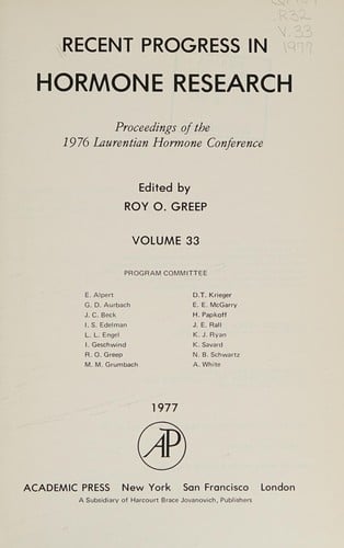 Rec Prog Hormone Res V33