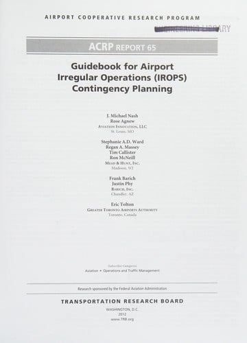 Guidebook for airport irregular operations (IROPS) contingency planning