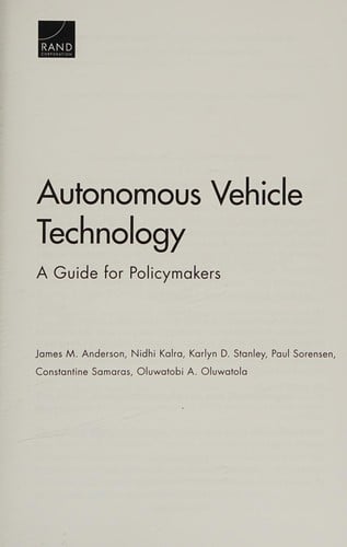Autonomous vehicle technology: a guide for policymakers