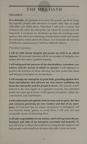 The MBA oath: setting a higher standard for business leaders
