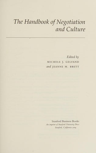 The handbook of negotiation and culture