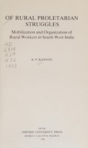 Of rural proletarian struggles: mobilization and organization of rural workers in south-west India