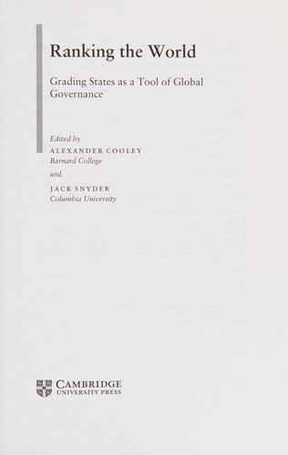 Ranking the World: Grading States As a Tool of Global Governance