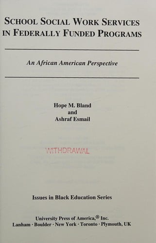 School Social Work Services in Federally Funded Programs: An African American Perspective