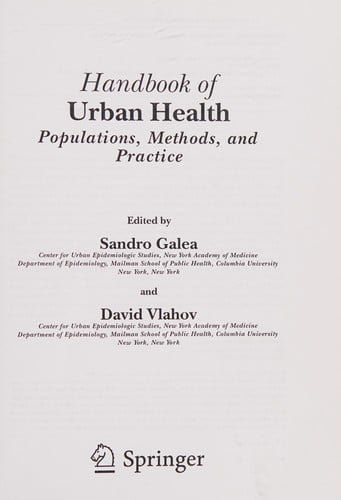 Handbook of Urban Health: Populations, Methods, and Practice