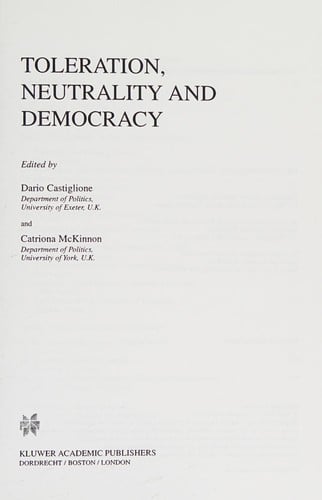 Toleration, neutrality, and democracy