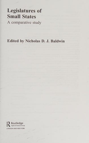 Legislatures of Small States: A Comparative Study
