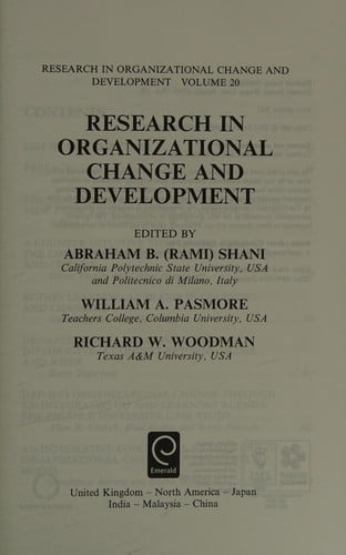 Research in Organizational Change and Development