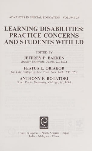 Learning Disabilities: Practice Concerns and Students with Ld