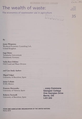 The wealth of waste: the economics of wastewater use in agriculture