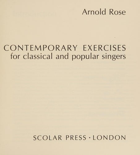 Contemporary Exercises for Classical and Popular Songs