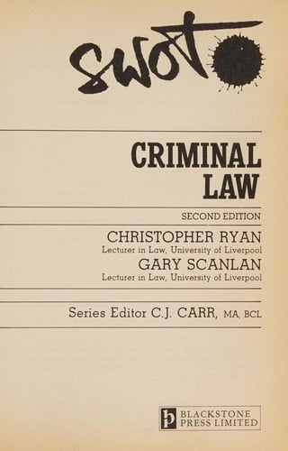 Swot Criminal Law (Swot: Success Without Tears)