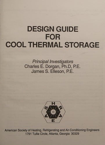 Design guide for cool thermal storage