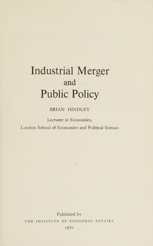 Industrial merger and public policy.