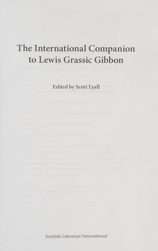 International Companion to Lewis Grassic Gibbon