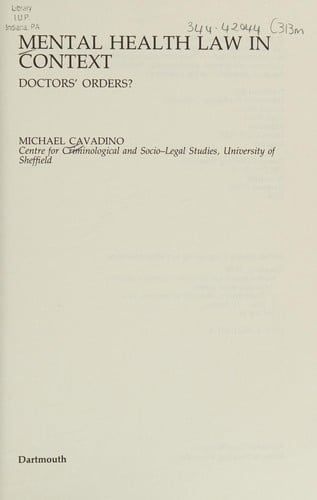 Mental health law in context: doctors' orders?