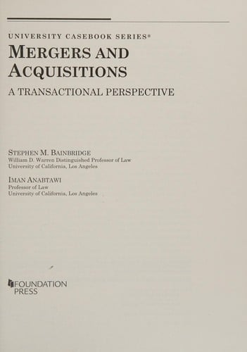 Mergers and Acquisitions: A Transactional Perspective